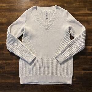 Athleta Women’s XS Sweater Cotton Blend Knit V Neck Pullover Top Long Sleeve